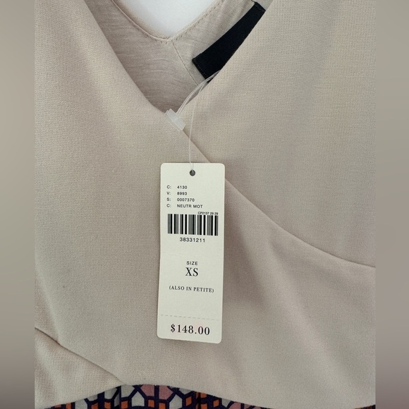 Anthropologie Pink Print Tan Blue Maeve Stretchy Colorblock Elysian Maxi Dress - Picture 4 of 11